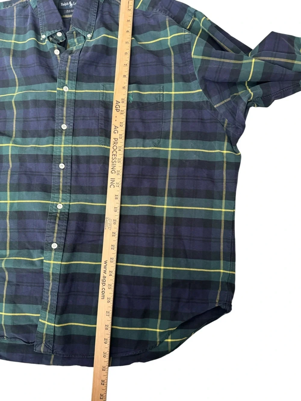 Ralph Lauren Plaid Button Down Shirt XXL Green Navy Preppy Coastal Grandpa BB10